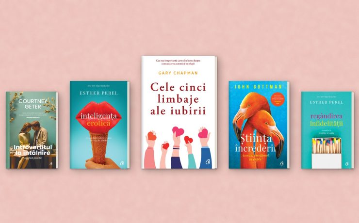 „Cele cinci limbaje ale iubirii”, de Gary Chapman, alături de cărți de Esther Perel, John Gottman și Courtney Geter