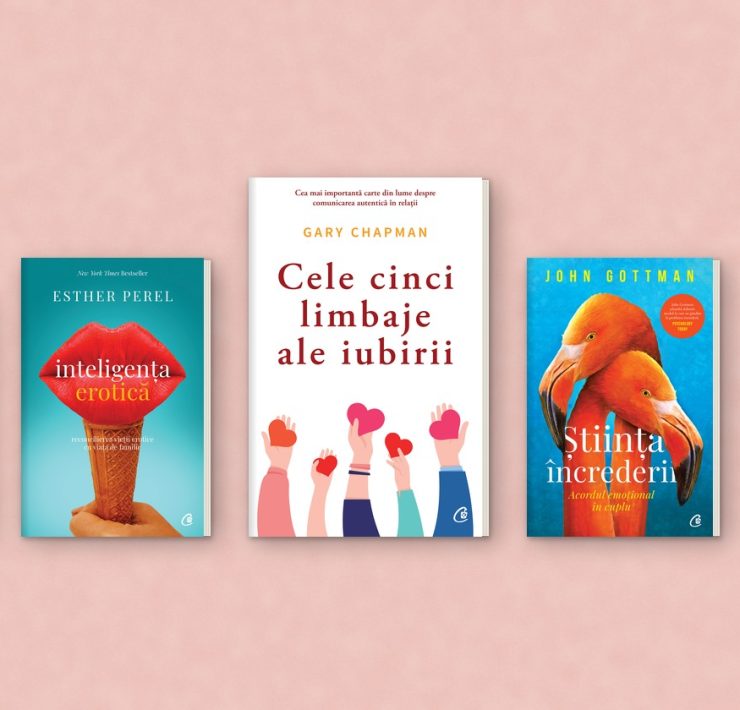 „Cele cinci limbaje ale iubirii”, de Gary Chapman, alături de cărți de Esther Perel, John Gottman și Courtney Geter